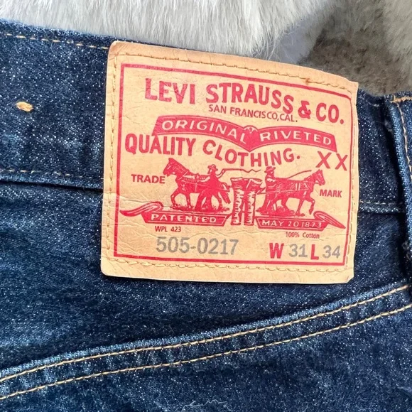 LEVIS VINTAGE CLOTHING- 505-0217 *31x 34- pls read below- rare RED LINE BIG E. - Picture 8 of 16